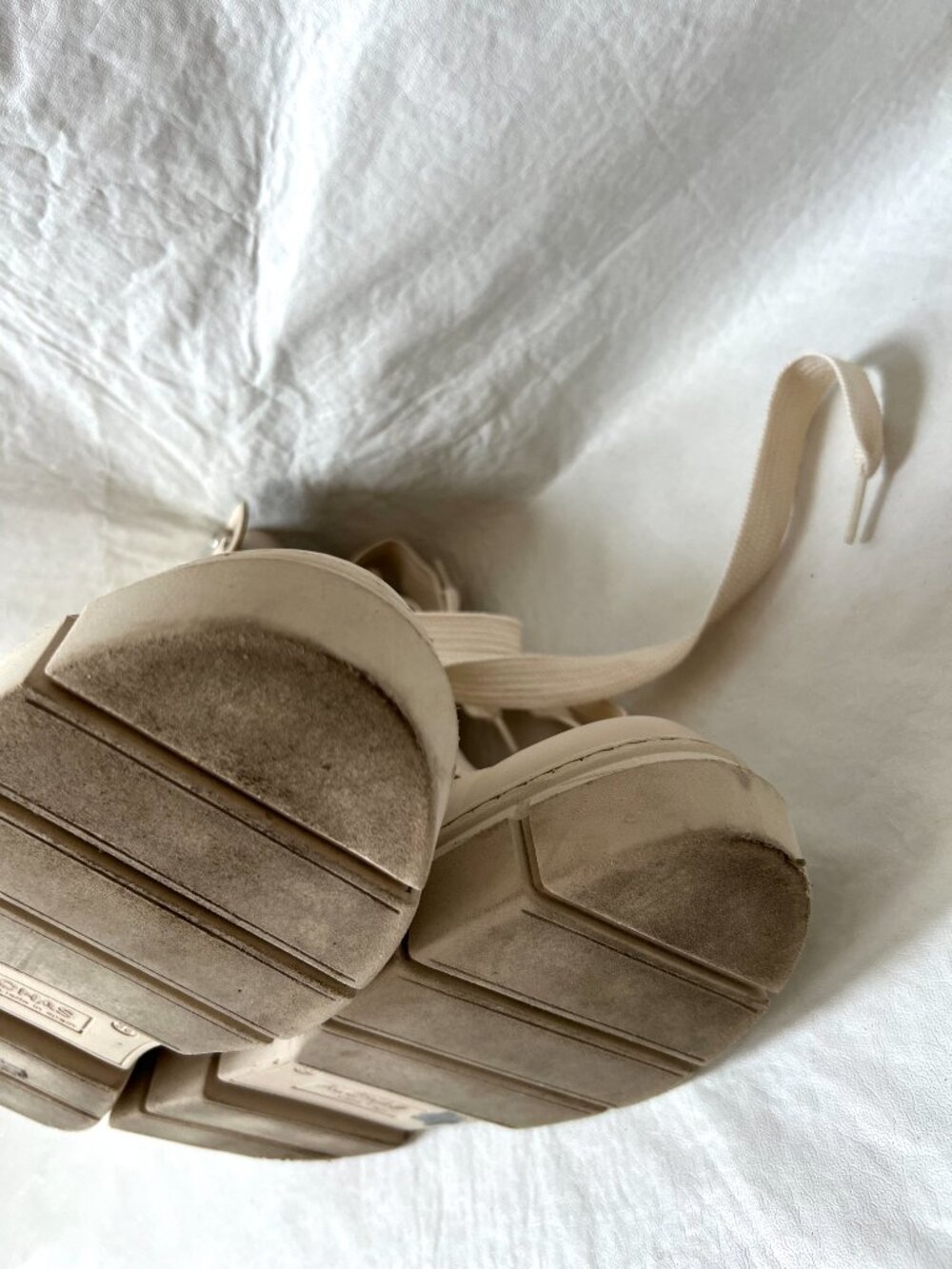 Alohas boots combat Can Can cream beige leather lace up platform lug 38 7 7.5. - Picture 9 of 14